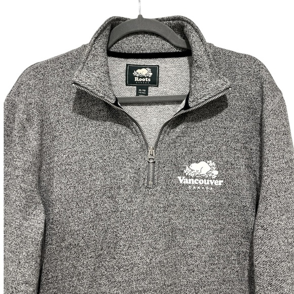 Roots Vancouver Canada Cotton Blend Polo Sweater Heather Gray XL - Picture 2 of 8